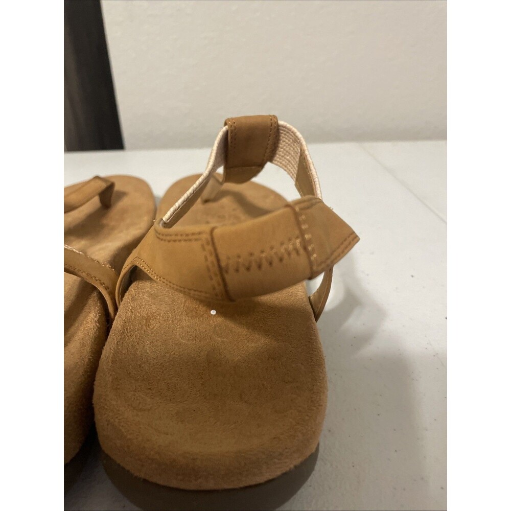 Vionic Brea Camel Tan & Beige leather & textile T-strap sandals 12W/43 - Picture 14 of 16